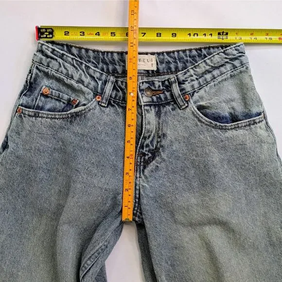 Motel Denim Jeans Womens W 28 L 34 Blue Wide Leg 100% Cotton Low Rise Rigid - Picture 7 of 11